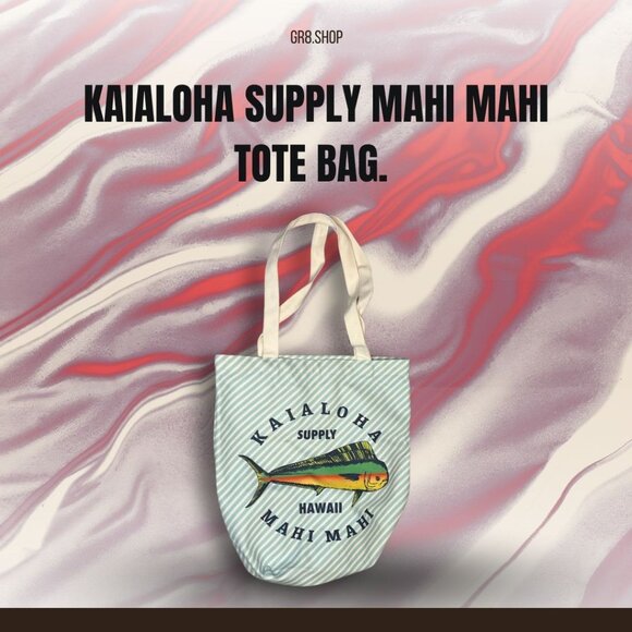 Kaialoha Supply Mahi Mahi Tote Bag With Striped Design & Durable Handles - Picture 1 of 4